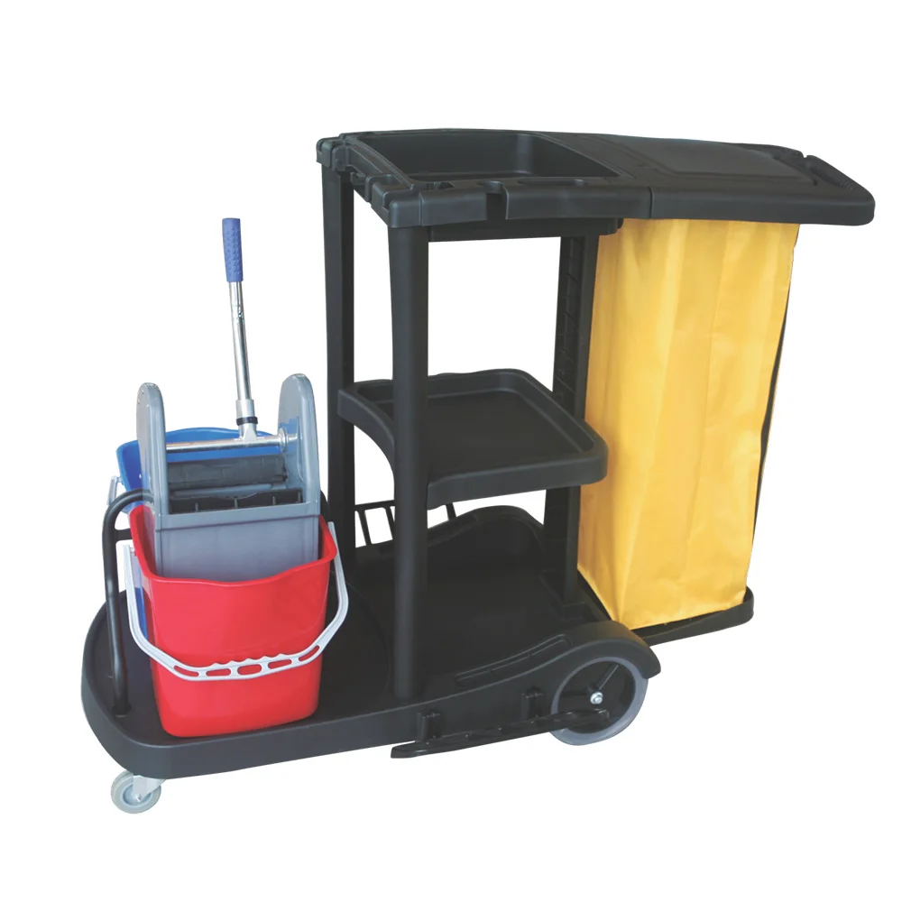 

2025Multipurpose Plastic With Basket Janitor Cart for Hospital Housekeeping