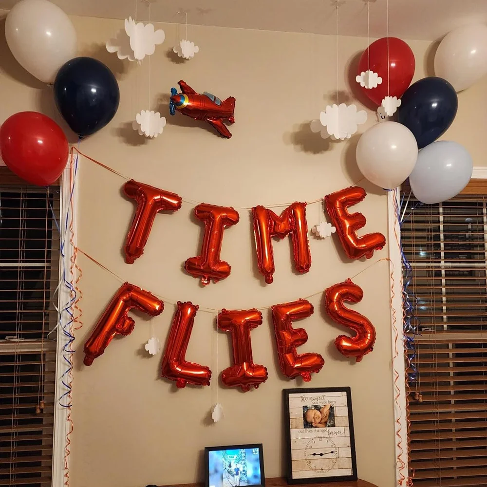 3D Cloud Decorations Hanging for Ceiling Airplane Party How Time Flies Theme First Birthday Decoration Supplies