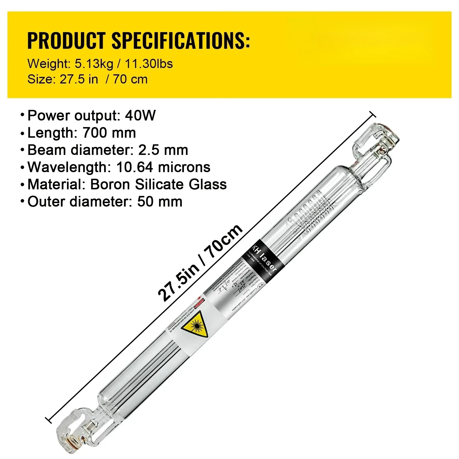 SIHAO CO2 Laserbuis 40W 50W 60W 80W 100W 130W 150W 700mm tot 1830mm Lengte Glas 80mm Dia Lange Levensduur Voor Laser Machine - afbeelding 1
