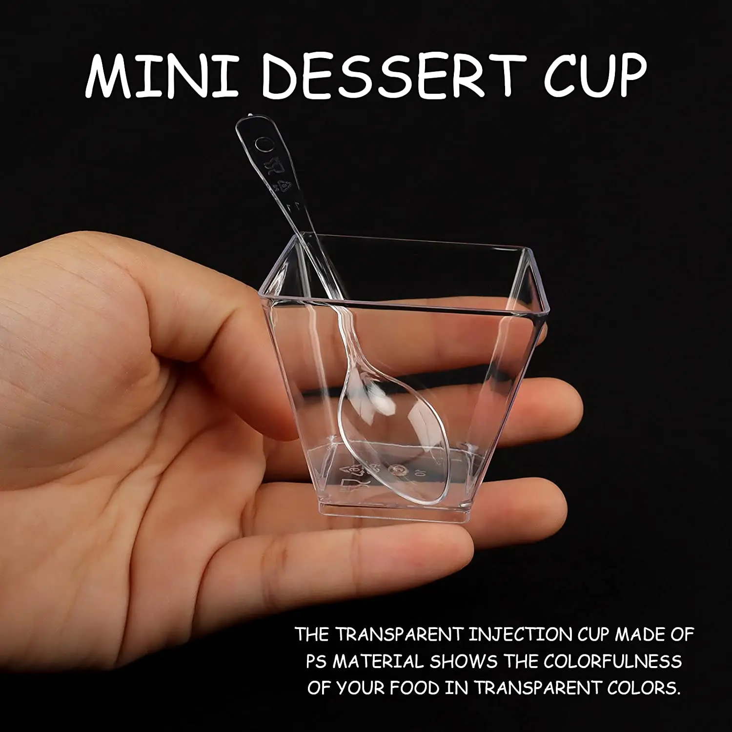 Pack of 50 Dessert Cups with Spoons 60Ml Dessert Bowls Set DIY Plastic Dessert Cups Reusable Trapezoid Cups Set