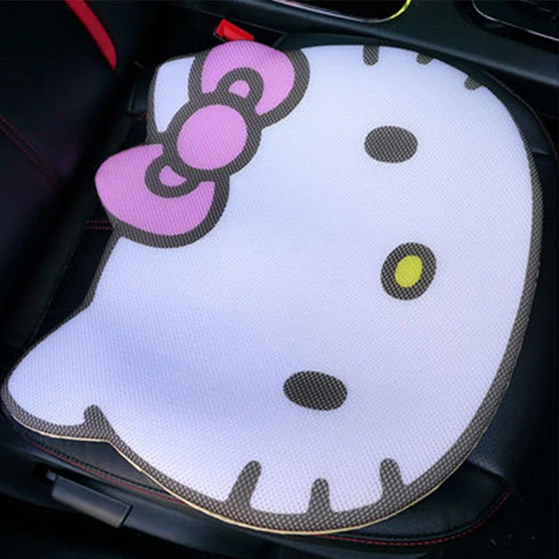 Sanrio Kawaii Hello Kitty Car Cushion Cartoon Ice Silk Cushion Four Seasons Universal Seat Cool Cushion Car Interior Auto Parts