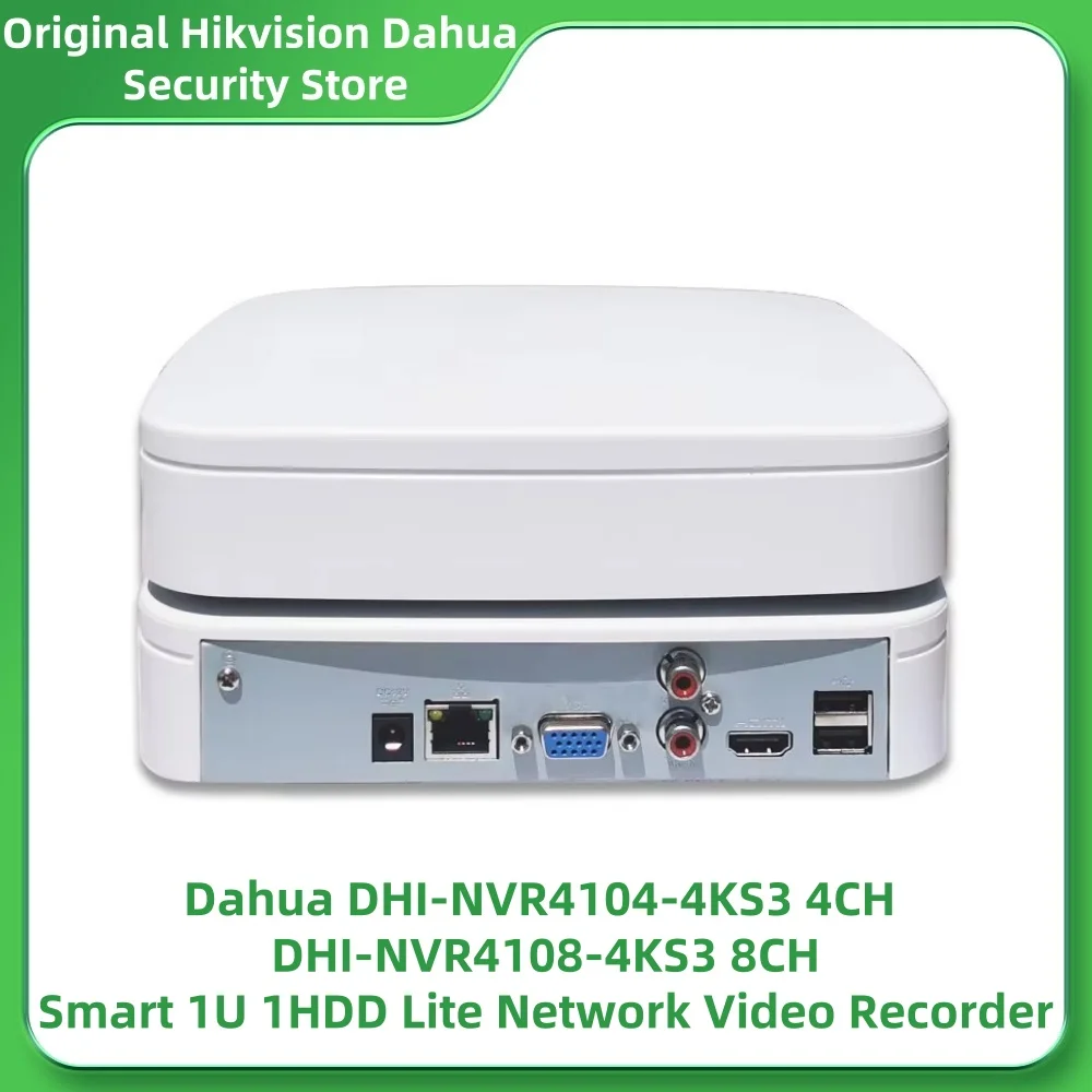 Dahua NVR4104-4KS3 4CH NVR4108-4KS3 8CH Smart 1U 1HDD Lite Network Video Recorder H.265 SMD Plus EPTZ ONVIF 4K Smart Ai NVR