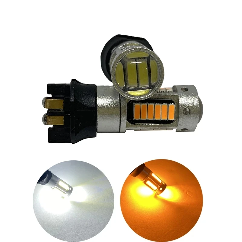 1 шт. Canbus PW24W PWY24W светодиодные лампы указателя поворота дневные ходовые огни 4014 30smd DRL противотуманные фары Янтарный желтый Белый лед 12 В