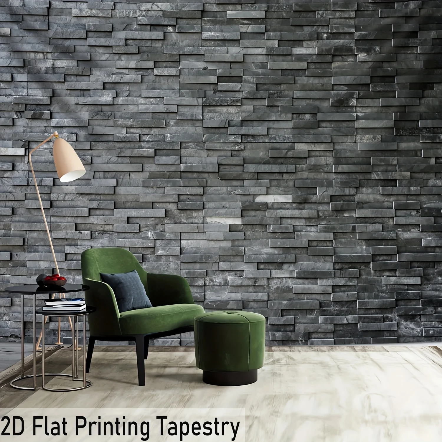 VIKAMA Grey Stone Brick Wall Tapestry 3D Texture Vintage Backdrop Photo Booth Bedroom Studio Wall Hanging Decor