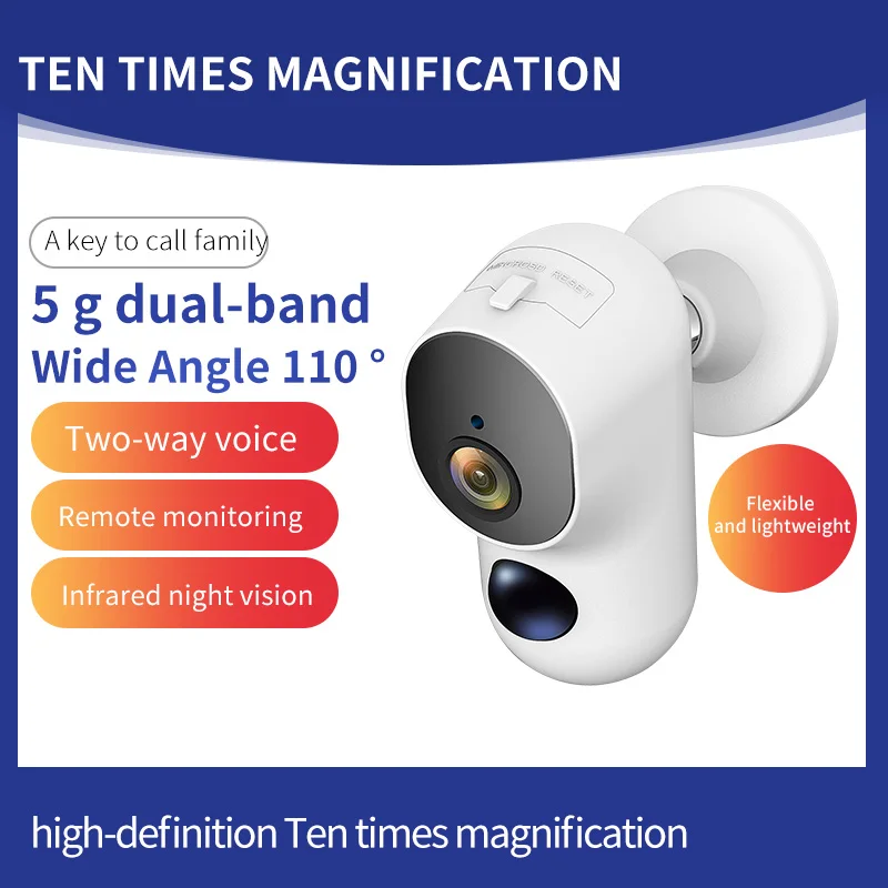 2MP 1080P 10X Zoom  2.4G&5G Dual Band WIFI 110 Degree Wide Angle IP Camera Outdoor Water-proof Home Security CCTV Monitor