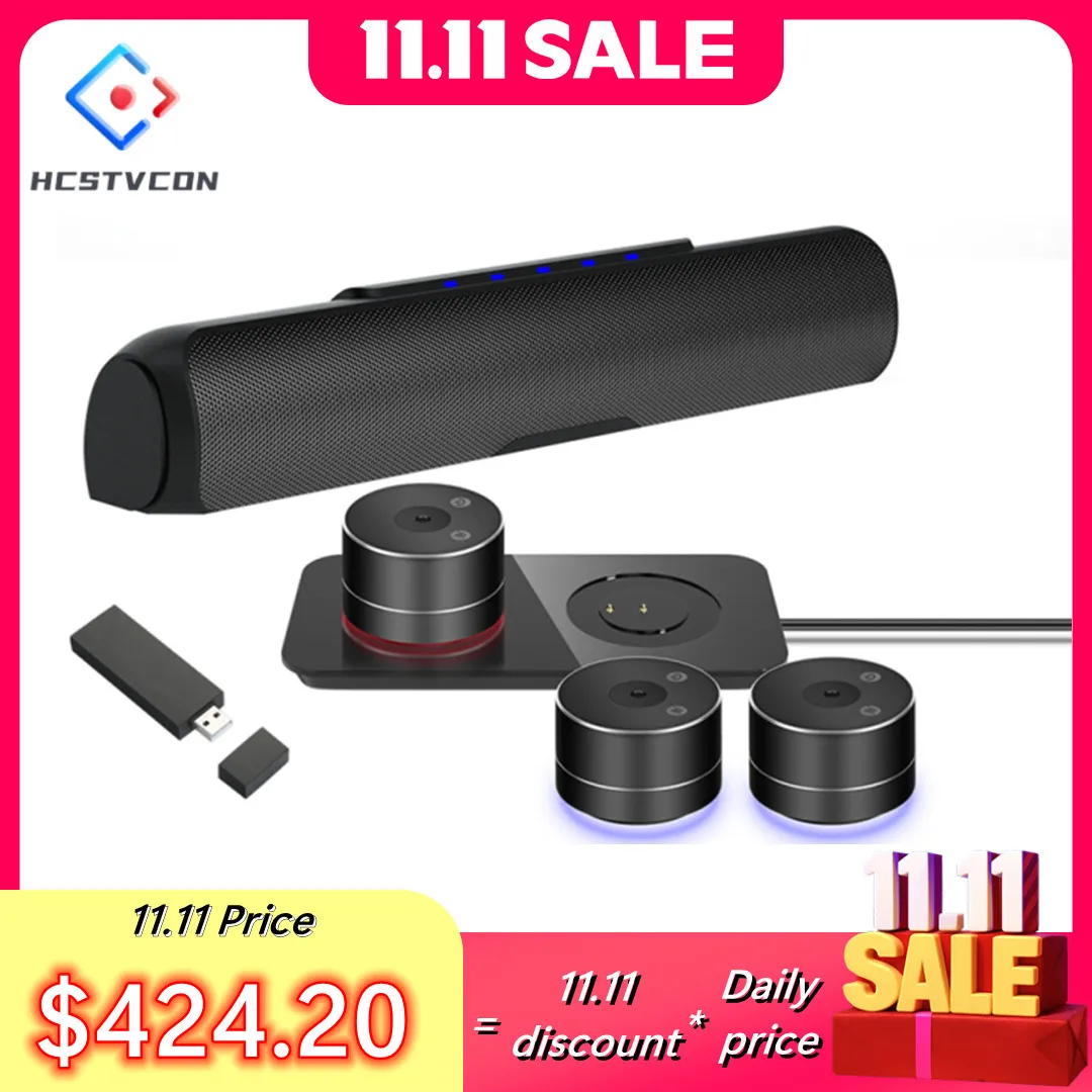 

Веб-камера 4K Ultra HD Все-в-одном с 4 беспроводными микрофонами и динамиком