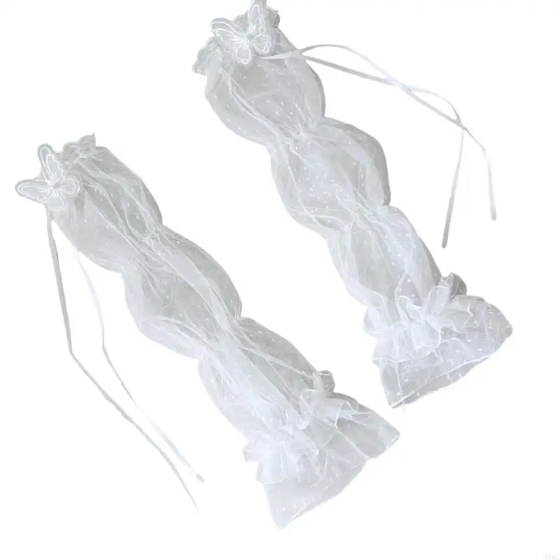 

39BC Elegant Lace Gloves For Women Party Fingerless Tulle Arm Sleeves Bridal Shower Accessories Armwear With Butterfly Decors