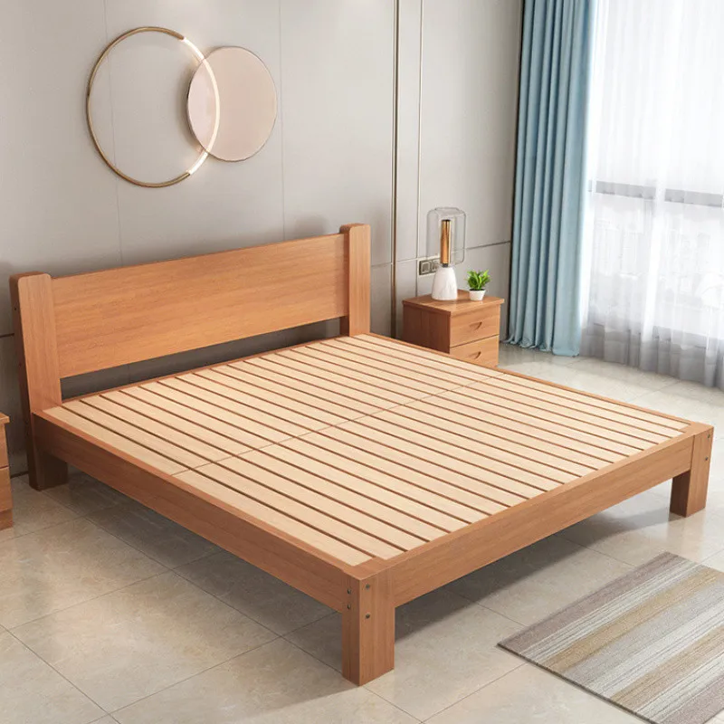 All beech solid wood bed modern simple 1.8 double single bed 1.5 meters household Nordic tatami simple