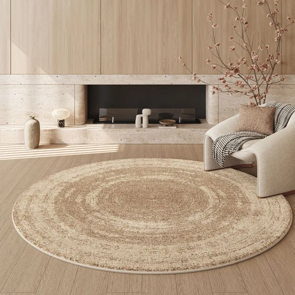 VIKAMA Einfache Runde Matte Leicht zu Reinigen für Wohnzimmer Sofa Couchtisch Teppich, Schlafzimmer Deckenventilator Flanell-Teppich Heimdekoration