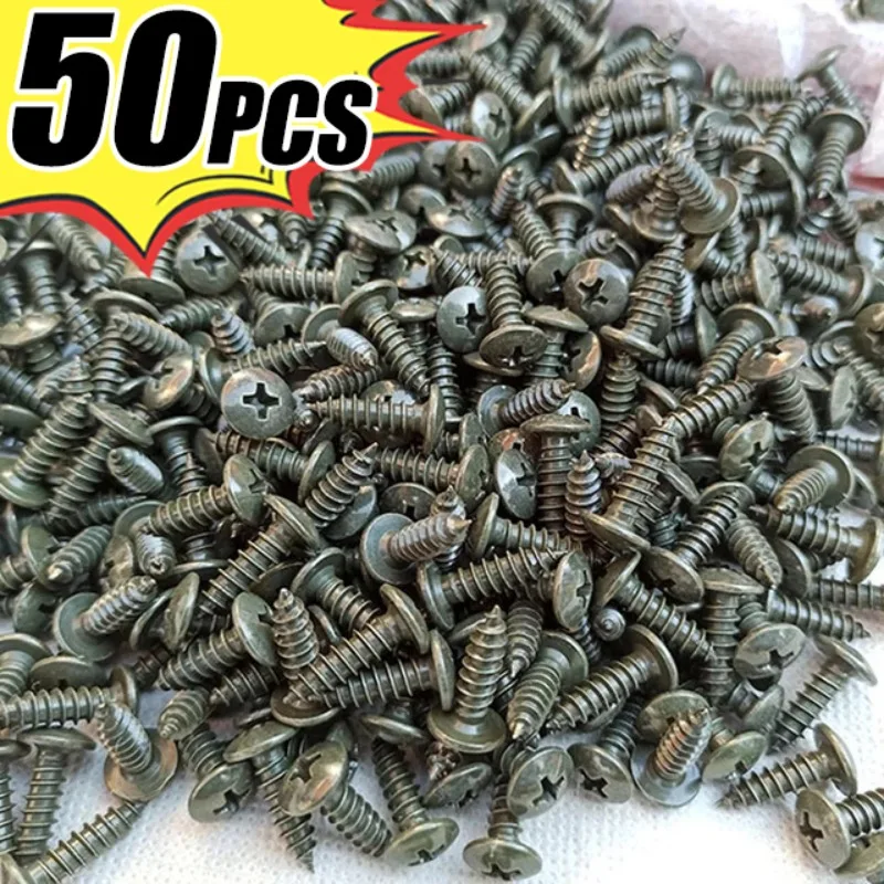 50pcs Car Motorcycle  Fastener Clip Self-tapping Metal Screw Fastener Screw Base U-Type Clips Anti-rust Buckles