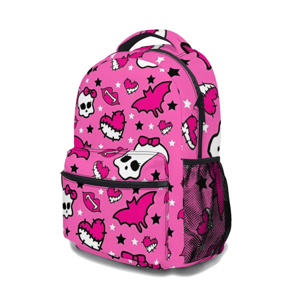 Monster High Pretty Pink Pattern New Female Fashion boys High Capacity Waterproof College Backpack  17inch ﻿