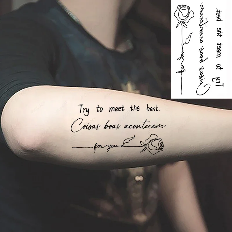 

Tattoo Stickers Try To Meet The Best for You Letters Rose Makeup Fake Tatto for Women Men Waterproof Temporary Party Body Art