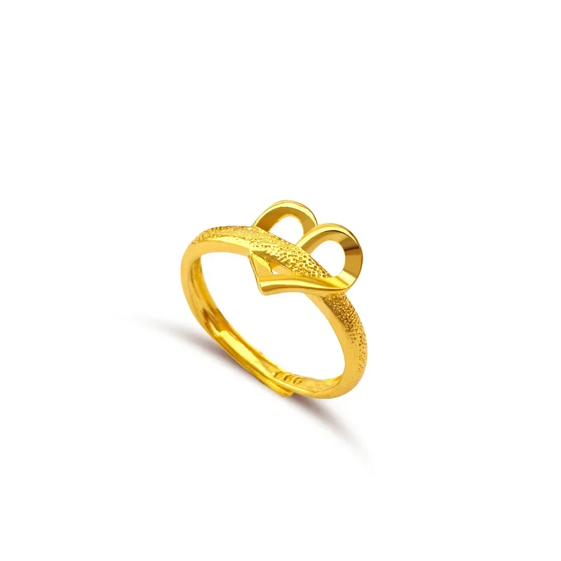 9999 real gold 24K yellow gold Women\'s love ring