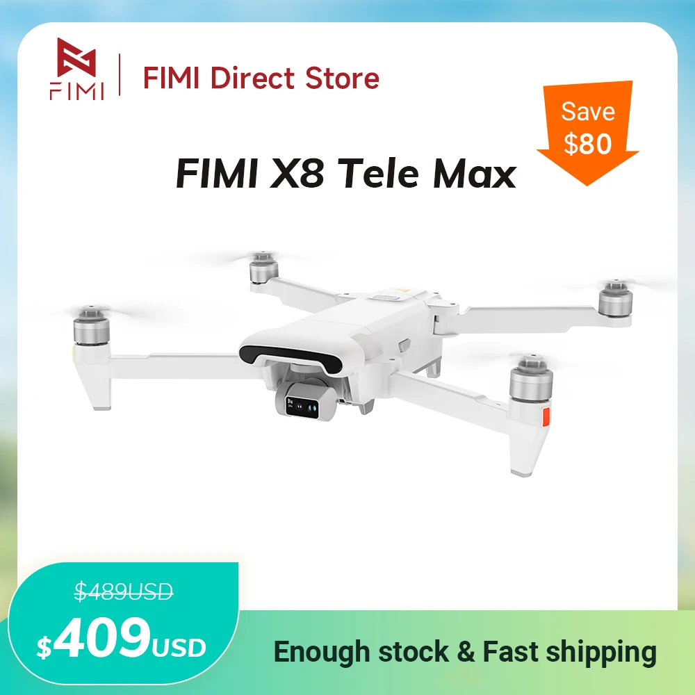 

FIMI X8 Tele Max Новый дрон Две камеры Sony 5.0 Roklink Дальность 20 км 4K 60fps 3-осевой подвес AI Super Night Video Квадрокоптер RC для взрослых и начинающих