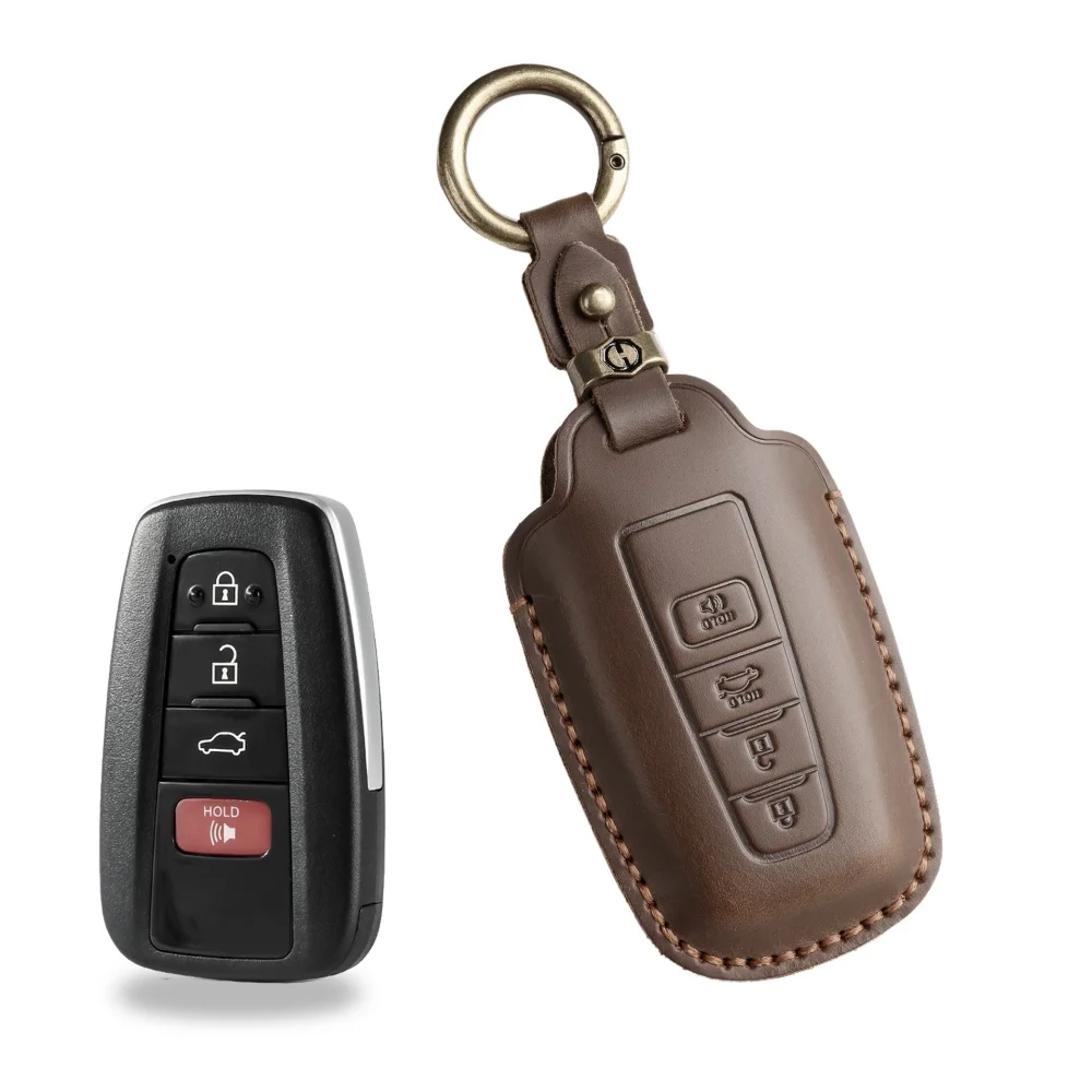 

Leather Key FOB Case Cover For Toyota 2020-2024 Highlander 2018-2024 RAV4 Camry C-HR Corolla Avalon Prius GT86