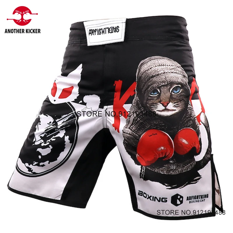 

MMA Athletic Cage Fighter Shorts Black/White BJJ Jiiu Jitsu Grappling Trunks Adults Youth Sublimated Muay Thai Boxing Shorts