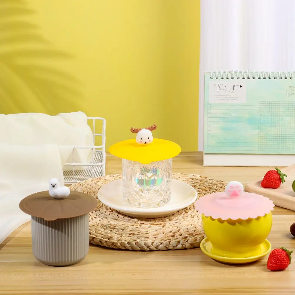 New Tea Coffee Lids Cap Dustproof Leakproof Silicone Cup Cover Suction Cup Cover
