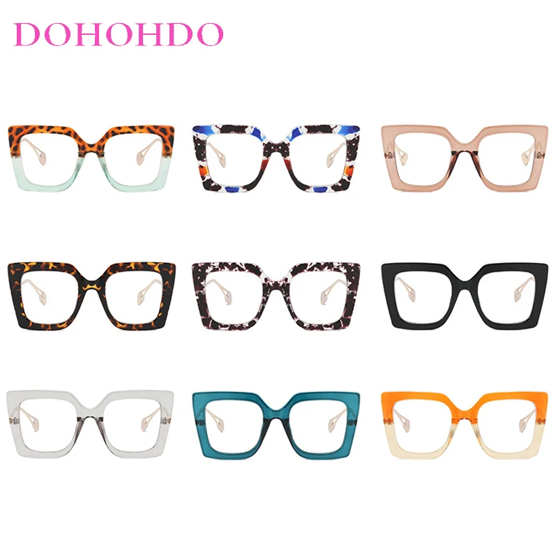 Fashion Oversized Square Frame Pearl Metal Leg Optical Glasses For Women Men Design Brand Computer Work Anti-Blue Light Eyewear