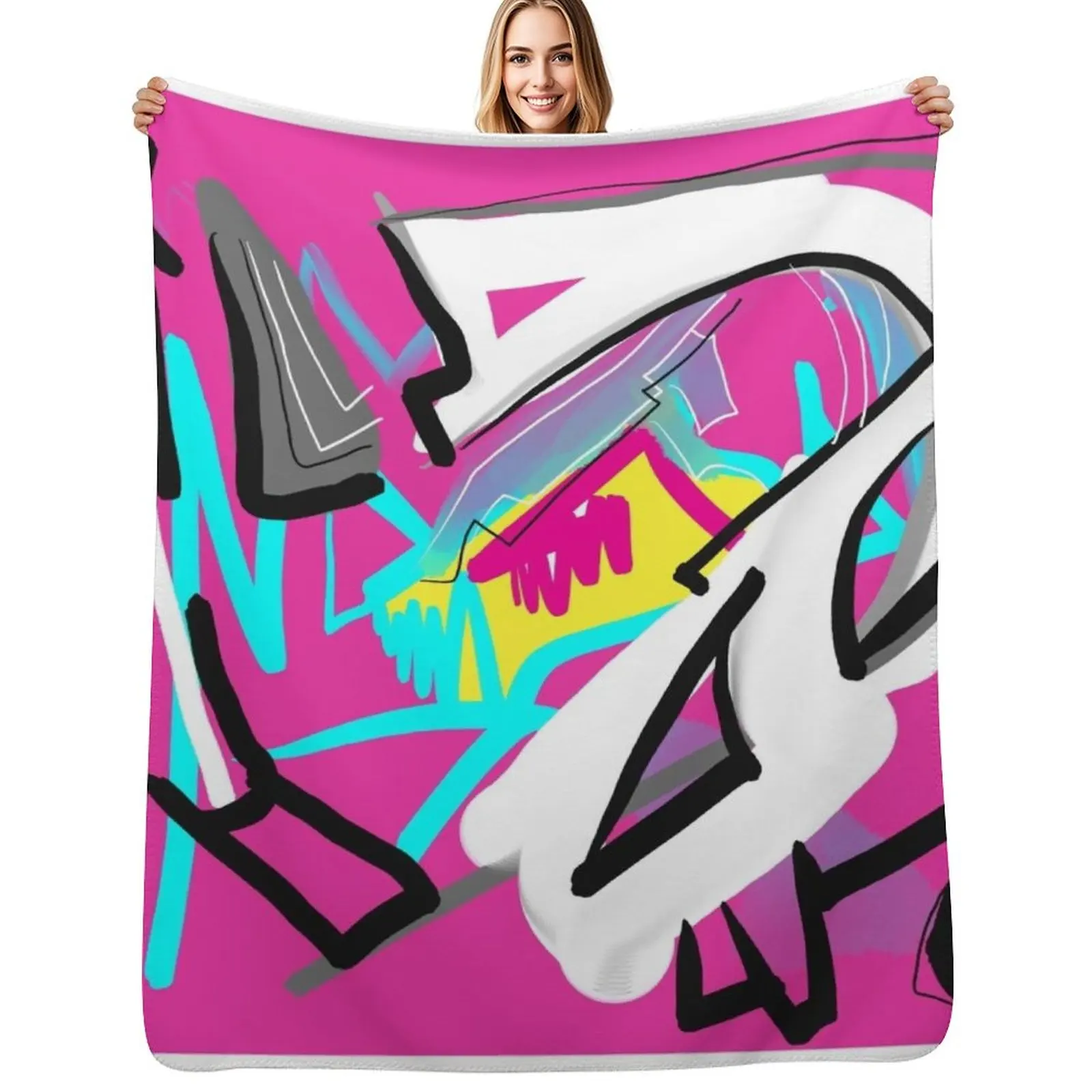 Pink abstract Throw Blanket christmas gifts for winter Thermal Flannels Hairy Bed Fashionable Blankets