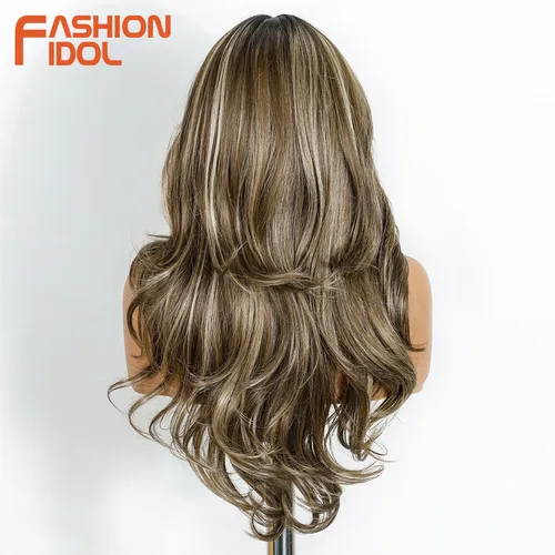 Imagen 2 del producto FASHION IDOL, pelucas frontales de encaje ondulado de cuerpo suelto largo de 24 pulgadas para mujeres, pelucas de encaje prearrancadas precortadas, peluca de Cosplay blanca rubia ombré