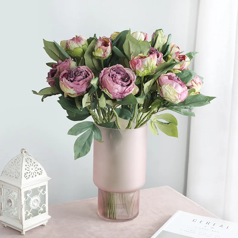 Simulation Retro Peony Flower Wedding Layout Simulation Flower Artificial Plants Home Decoration Photography Props