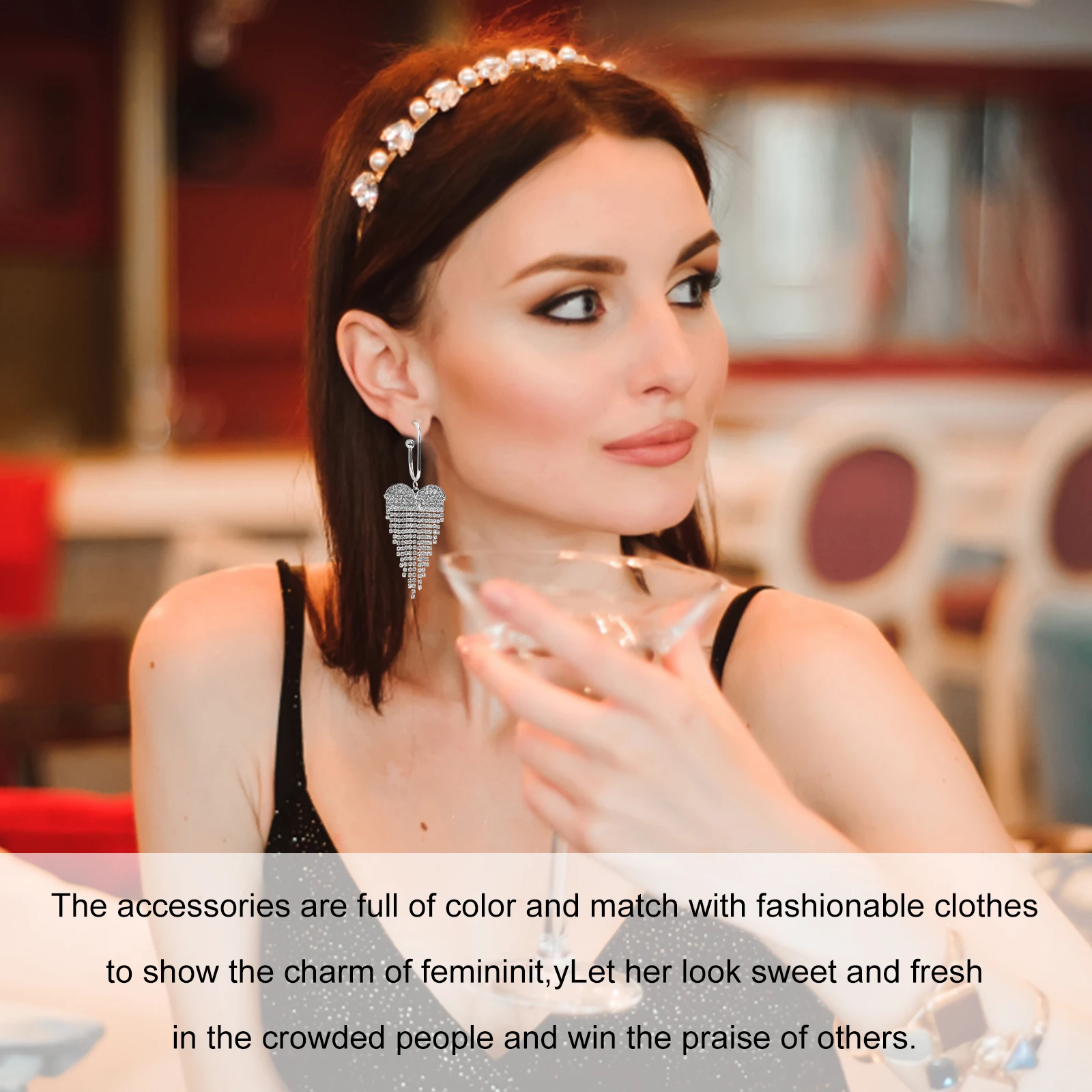 

Rhinestone Tassel Earrings 4 Pairs Dangle Prom Statement Fashion Bride Women Accessories Wedding Party