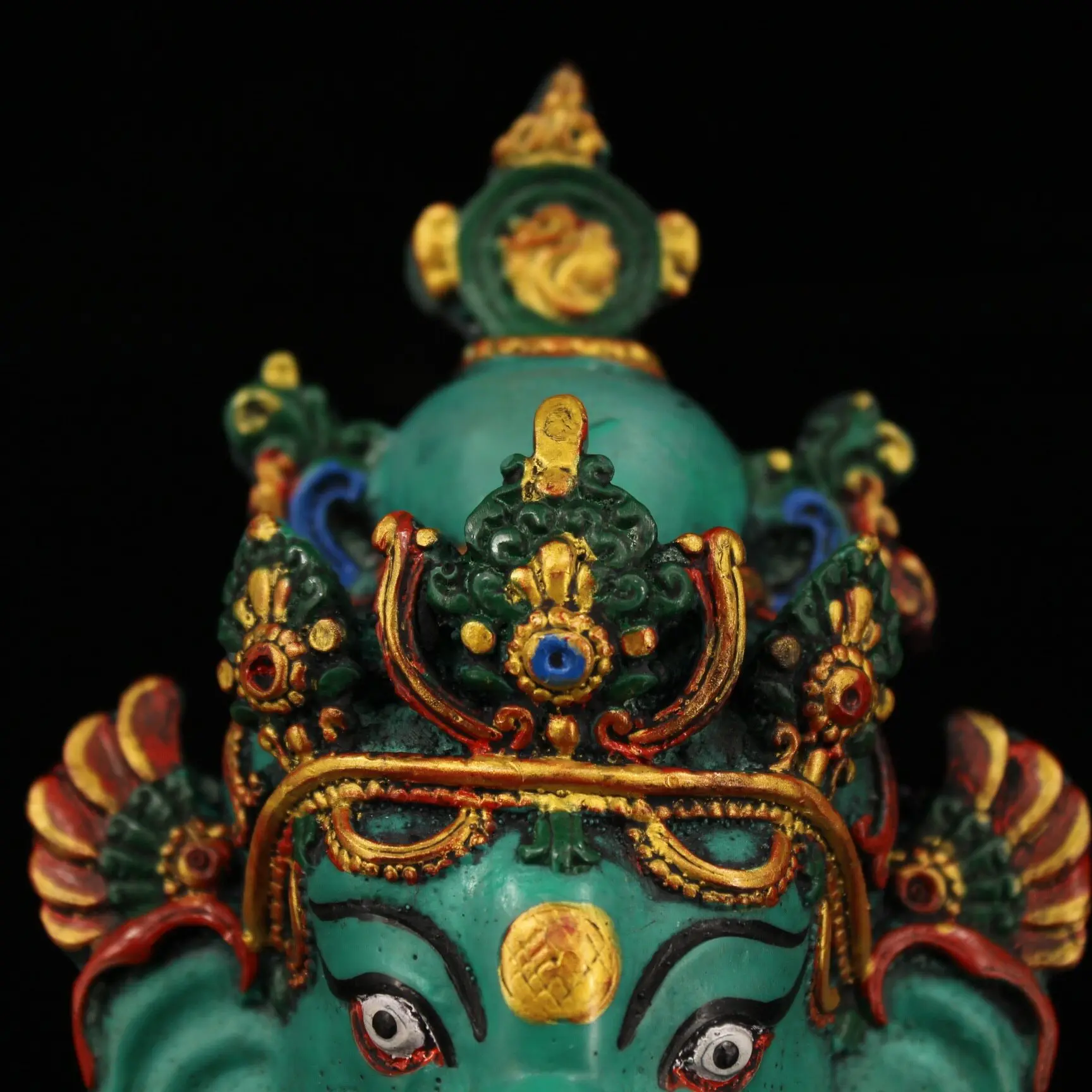 Nepal Handmade Painted Lacquer Ganesha Mask Wall Hanging Living Room Entrance Decor Collectible