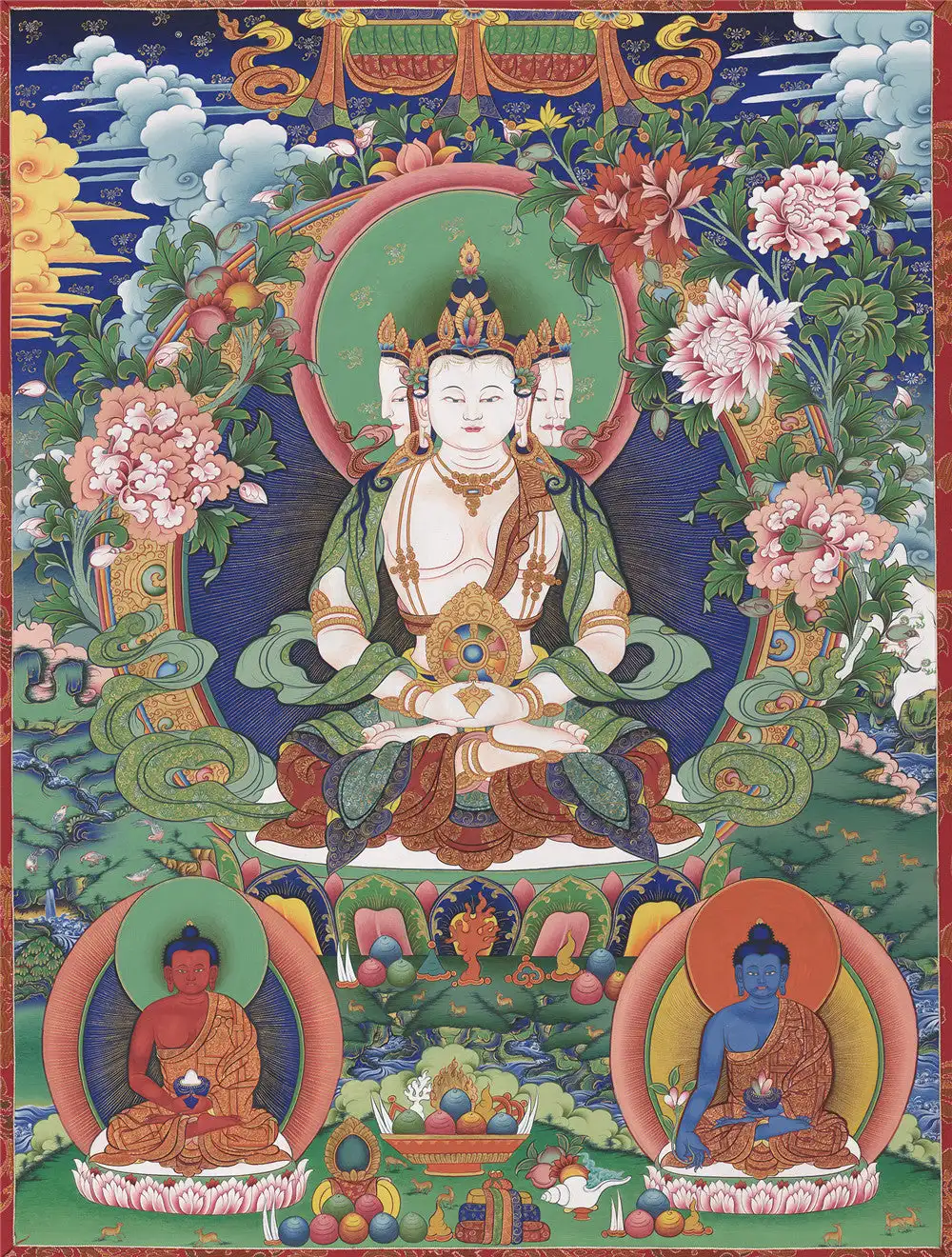 

Vairochina Thangka-mahavairocona (18 век),Gandhanra тибетское искусство, печать Жикле и ручная оправа, 47 × 32 дюйма