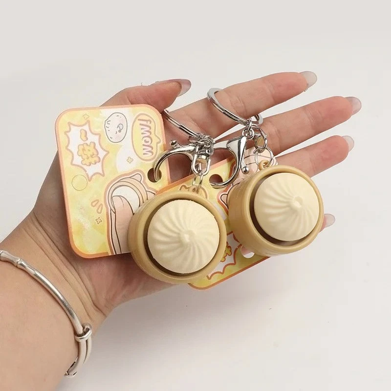Simulierter Brötchen-Tastatur-Klicker Schlüsselanhänger Mini-Dampfbrötchen Fidget-Spielzeug Stressabbau Entspannungsgeschenk