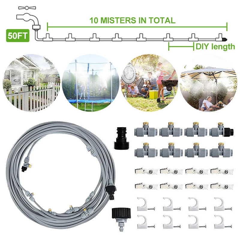 

15M Outdoor Cooling Water Fog Sprayer System Garden Nebulizer Misting DIY Atomizing Mist Home Garden Greenhouse Irrigation