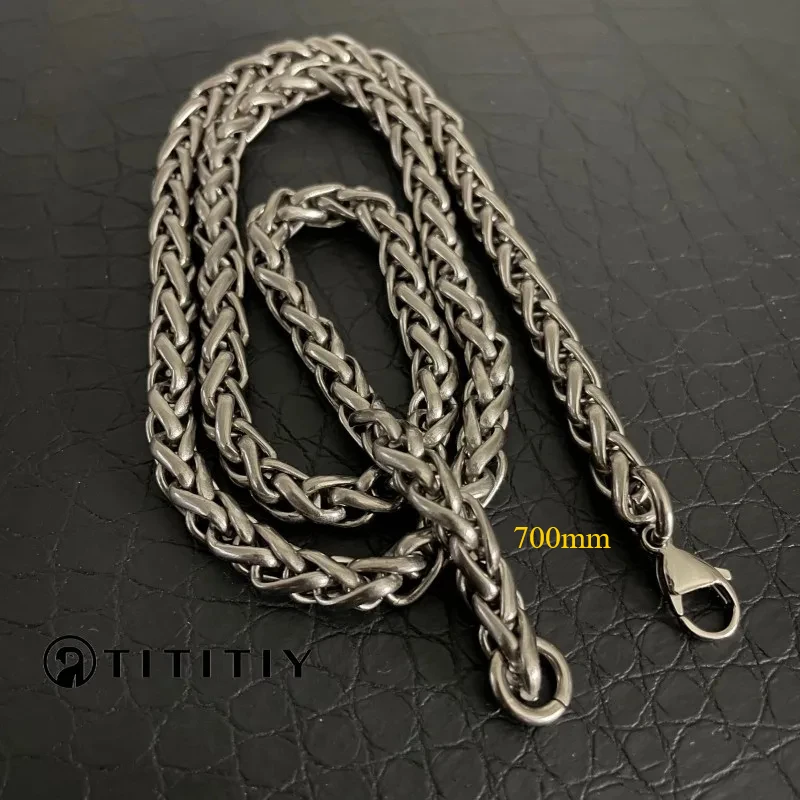 

New Wide 7mm Pure Titanium Retro Dragon Bone Chain Ultra-light Anti-allergic Personalized Necklace for Men Women Hip-hop 700mm