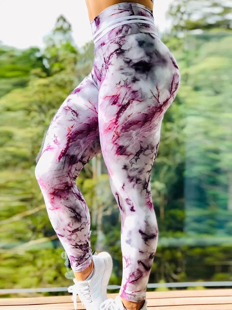 Mallas Push Up sexys para mujer, Leggings de cintura alta para Fitness, Jeggings con estampado de mármol, pantalones de Yoga, 2023