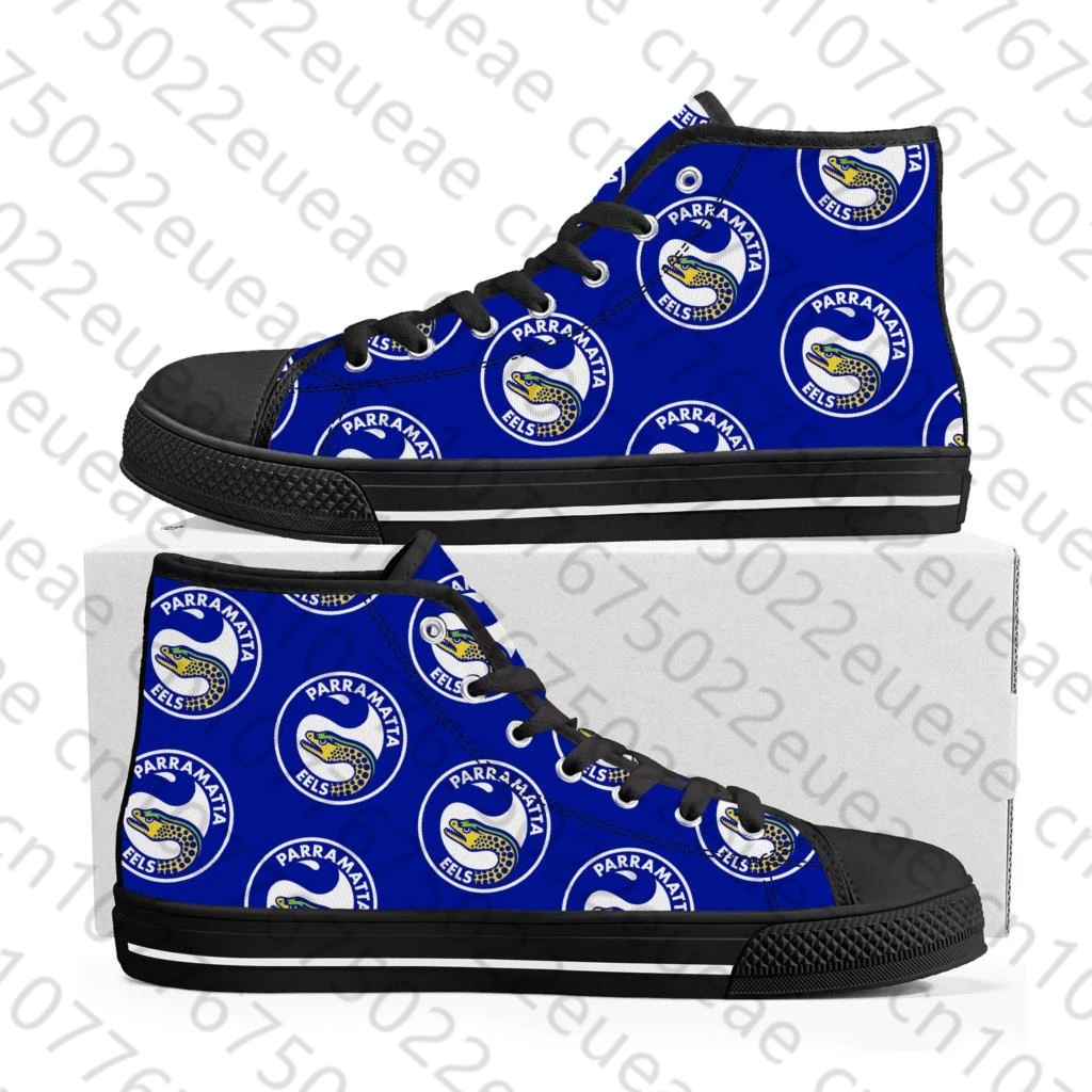 Parramatta Eels Australian Rugby High Top High Quality Sneakers Mens Womens Teenager Canvas Sneaker Casual Custom Made DIY Shoe