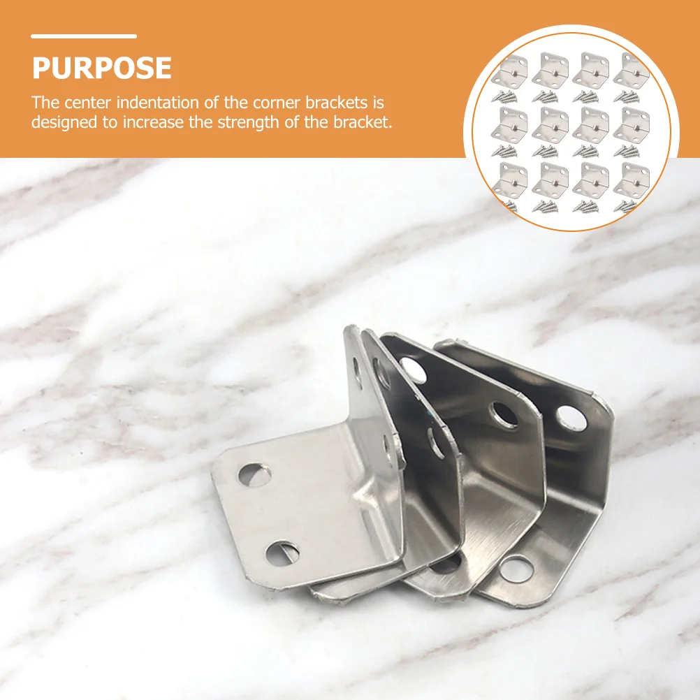 

30pcs Stainless Steel Corner Brackets Heavy Duty L Shaped Shelf Brackets For Furniture Wood Bed Table Chair Support Hardware