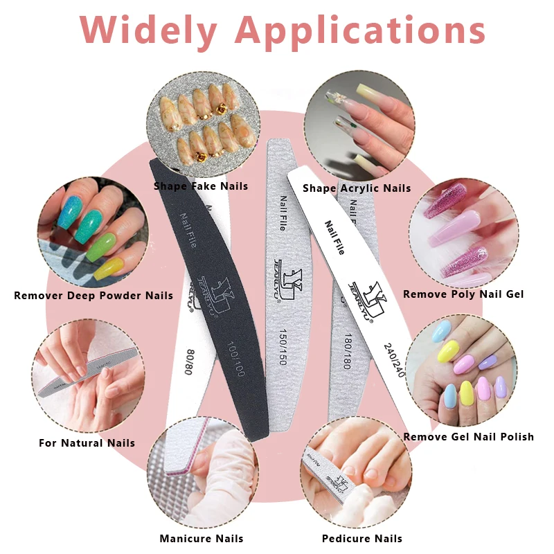 5 piezas/lote limas de uñas color mezcla 80/100/150/180/240 grano profesional lijas removedor de cutículas set de herramientas de manicura 5