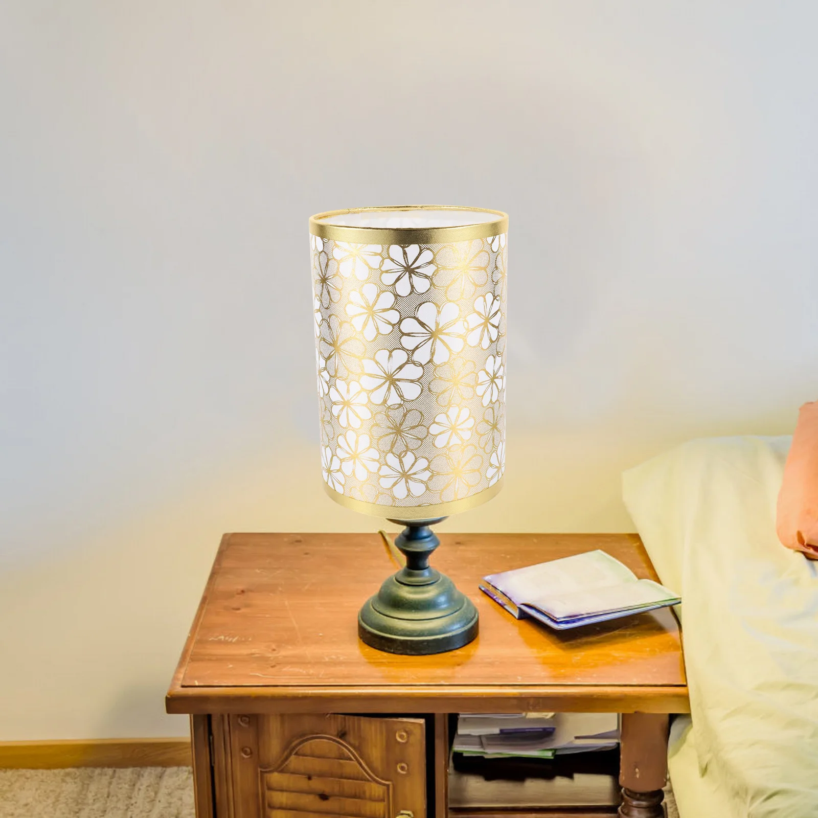 

Цветочный абажур, сменный тканевый абажур, простая структура, прочный аксессуар для настольной лампы, креативный цветочный узор, теплый