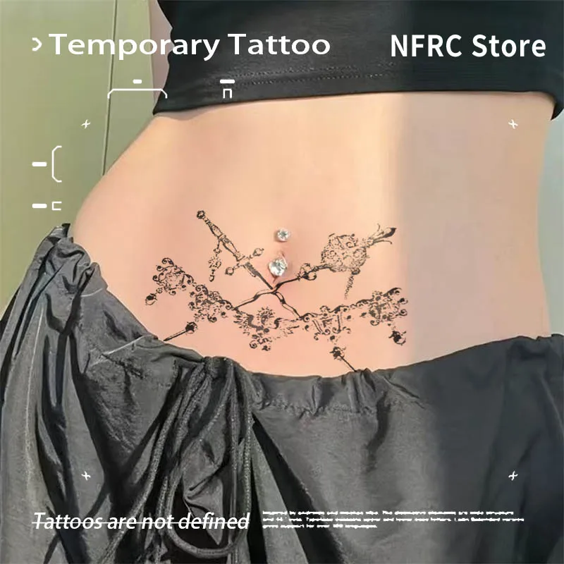 Delicate Tiny Flower Cross Sword Herbal Juice Tattoo Sticker Fake Temporary Tattoos Cheap Goods Stickers Tatoo New Toys Hotwife