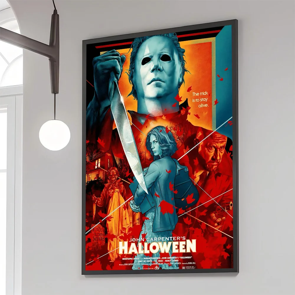 أفلام الرعب هالوين مايكل مايرز ملصق فني ذاتي اللصق مقاوم للماء ورقة ملصق مقهى بار غرفة جدار ديكور