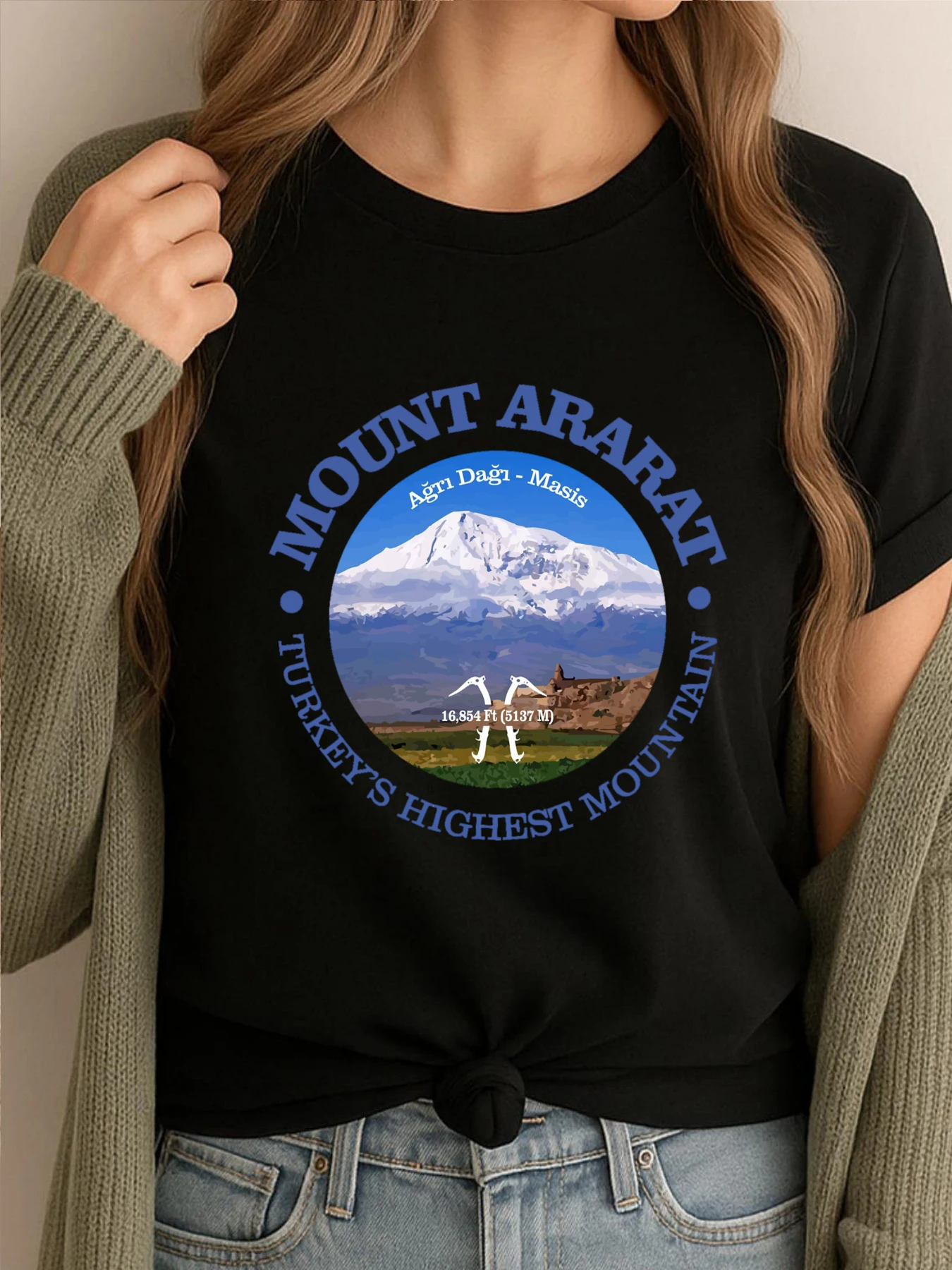 

Female Tshirt Mount Ararat Graphic Tshirt Women High Quality Comfortable Tshirts Printed Clothes Leisure