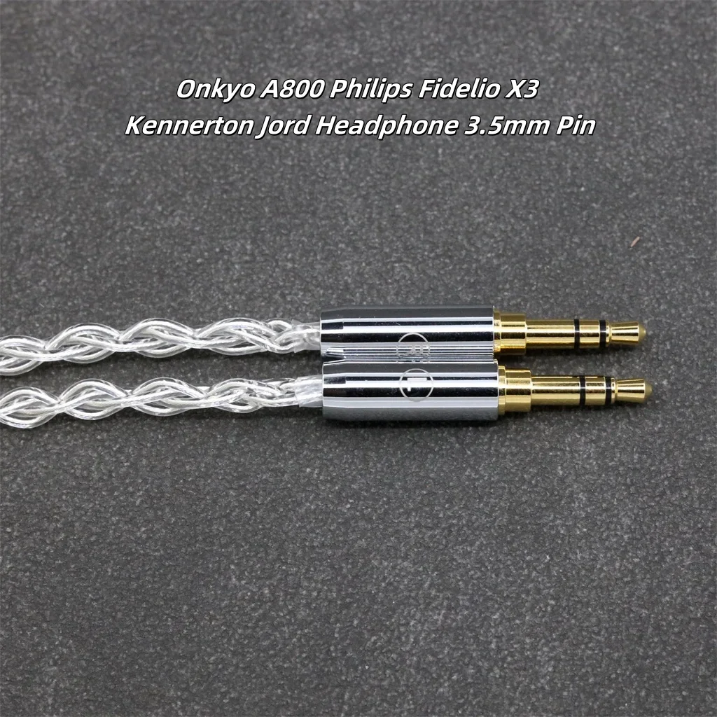 8-жильный 99% 7n кабель для наушников Palladium из чистого серебра для наушников Onkyo A800 Philips Fidelio X3 Kennerton Jord, штифт 3,5 мм 8390
