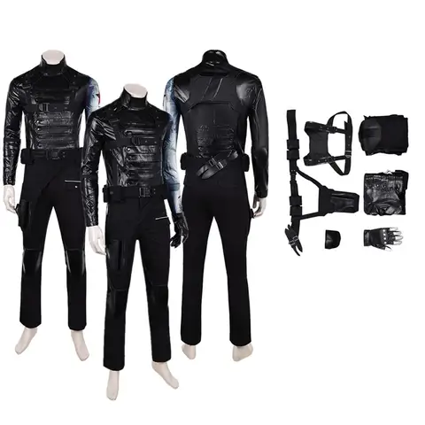 Adulto bucky cosplay bames traje soldado fantasia inverno roleplay calças superiores cinto roupas halloween carnaval festa disfarce terno