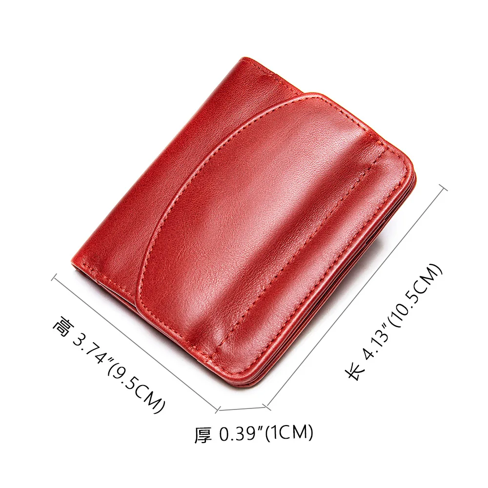 New Women Genuine Leather Mini Wallet RFID Folding Simple Ultra-thin Small Soft Cowhide Wallet Female Card Holder Coin Bags