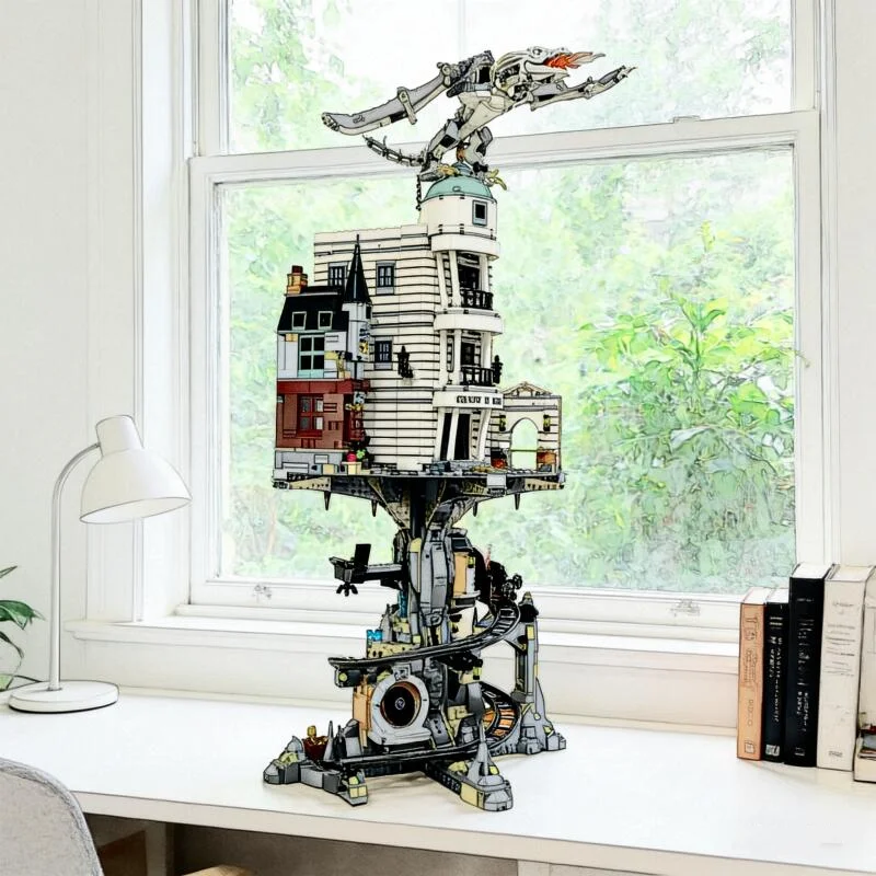 2026 Op voorraad: 4803 stuks Nieuwe Street View geassembleerde bouwstenen Classic Bank MOC-76417, compatibel met LEGO