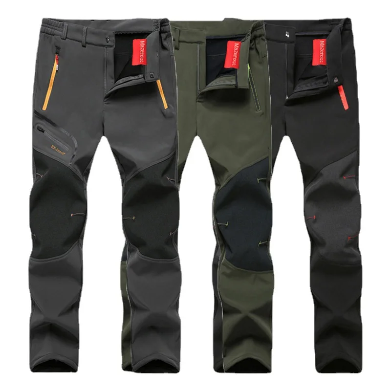 Outdoor fleece tactical pants men's waterproof soft ski female couple quick-dry pants