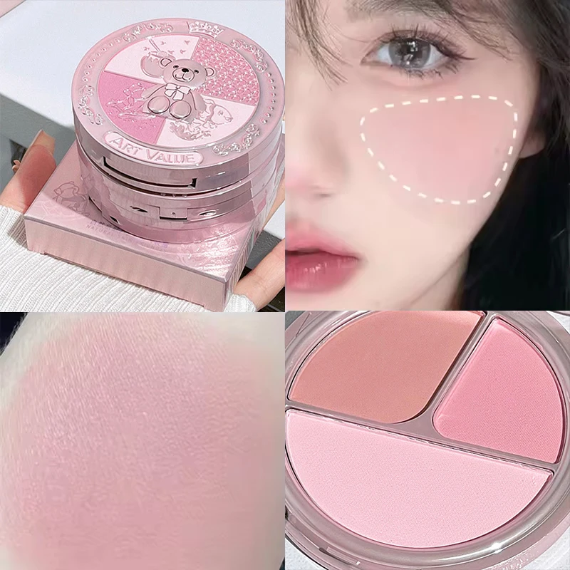 พาเลทแต่งหน้า 3-in-1, บลัชเนื้อแมทท์ธรรมชาติ กันน้ำ ไฮไลท์เตอร์ คอนทัวร์ แต่งหน้าโทนนู้ด สำหรับนักเรียน