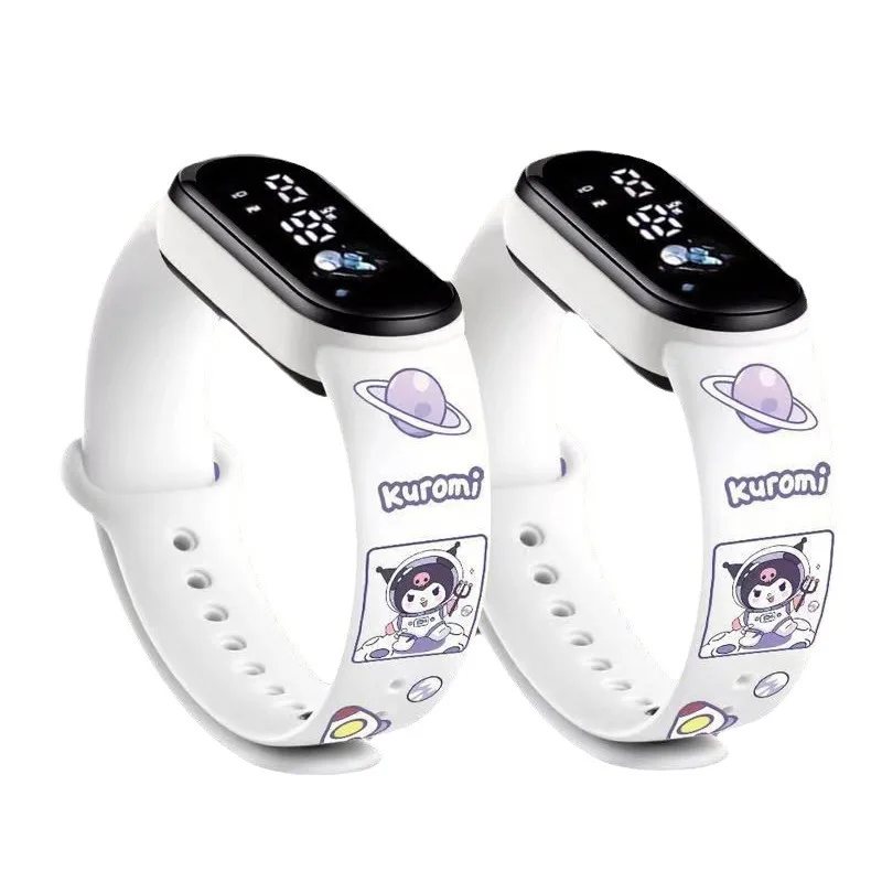 Kuromi & Cinnamoroll Kids Digital Watch Upgraded Waterproof Sports Model with Night Light Cute Fashion Student Timepiece
