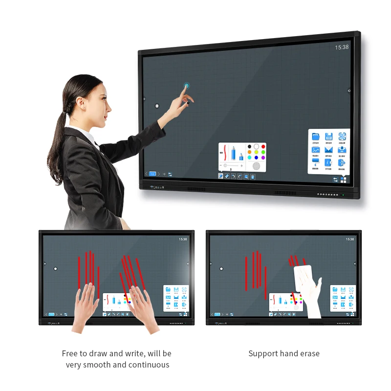 55 65 86 Inch Smart Interactive Board 4K Anti-Glare LCD Display 20/40-Point Touch For Classroom & Conference Room