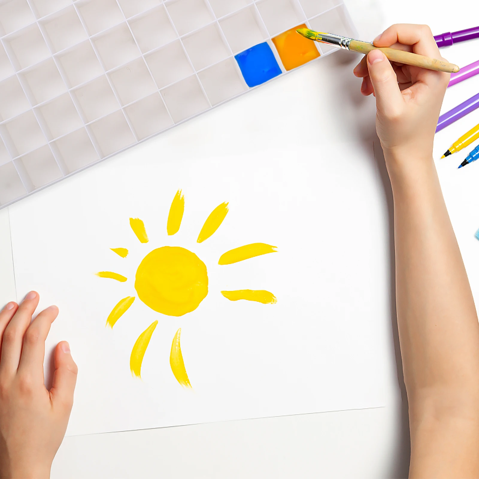 

Watercolor Pigment Box Durable Practical Design Easy to Use Closeable Color Display Tray Suitable for Painting Drawing Color