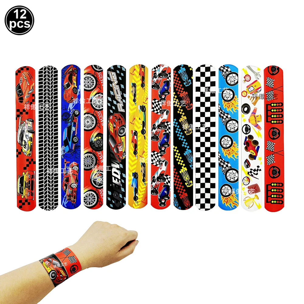 Race Car Party Favors Mini Race Cars Keychains Slap Bracelet Tattoo Stickers Straws Candy Bags Fillers Race Car Party Supplies