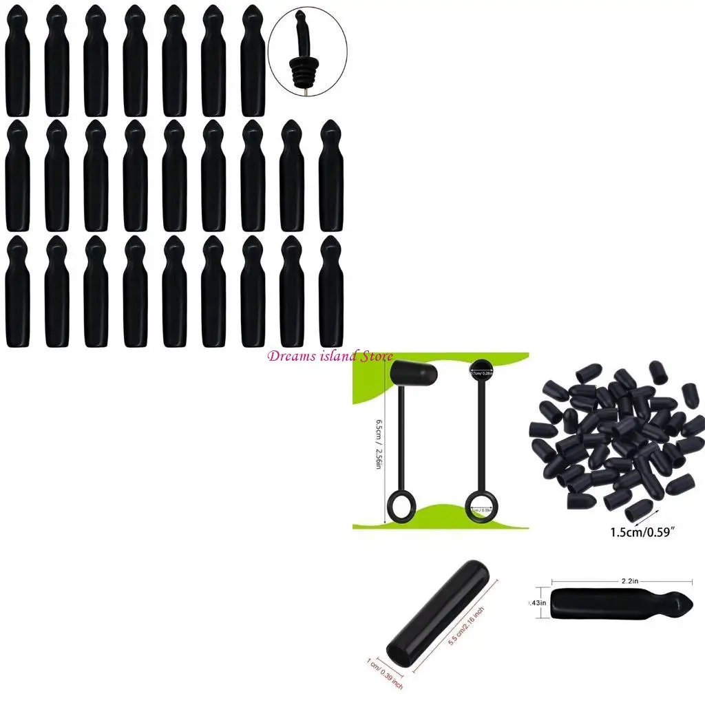 

50 Pack Pourer Dust Caps Drinks Pourer Caps Beverage Dispenser Caps PVC Material HX6C